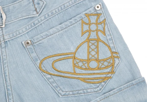 ヴィヴィアンウエストウッド レッドレーベルVivienne Westwood Red Label バックオーブ刺繍デニムキュロット 水色1 K-118837_011