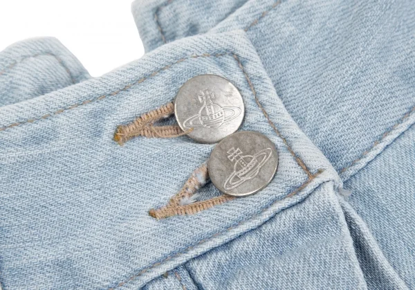 ヴィヴィアンウエストウッド レッドレーベルVivienne Westwood Red Label バックオーブ刺繍デニムキュロット 水色1 K-118837_004