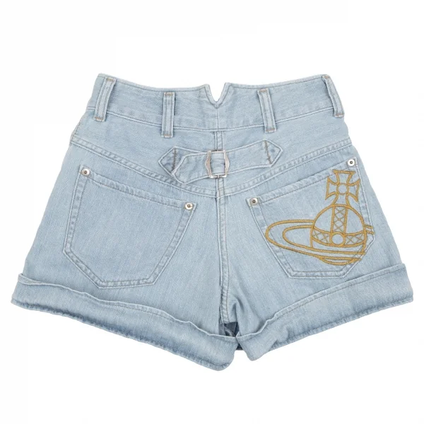 ヴィヴィアンウエストウッド レッドレーベルVivienne Westwood Red Label バックオーブ刺繍デニムキュロット 水色1 K-118837_009