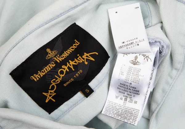 ヴィヴィアンウエストウッド アングロマニアVivienne Westwood ANGLOMANIA ダメージドブリーチデニムプルオーバー 水色S K-118839_020