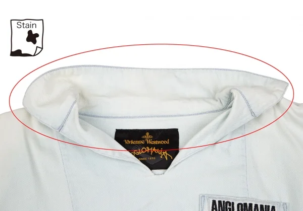 ヴィヴィアンウエストウッド アングロマニアVivienne Westwood ANGLOMANIA ダメージドブリーチデニムプルオーバー 水色S K-118839_005