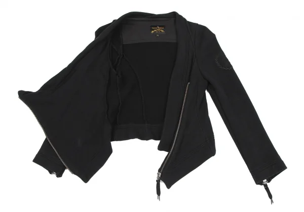 ヴィヴィアンウエストウッド アングロマニアVivienne Westwood ANGLOMANIA 袖刺繍スウェットジップジャケット 黒XS K-118840_010