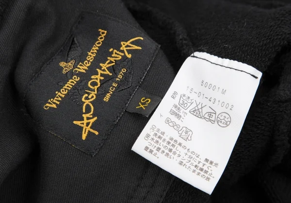 ヴィヴィアンウエストウッド アングロマニアVivienne Westwood ANGLOMANIA 袖刺繍スウェットジップジャケット 黒XS K-118840_014
