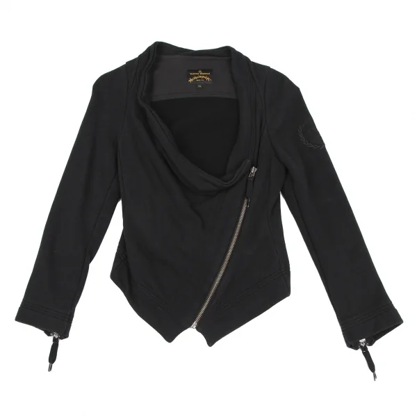 ヴィヴィアンウエストウッド アングロマニアVivienne Westwood ANGLOMANIA 袖刺繍スウェットジップジャケット 黒XS K-118840_002