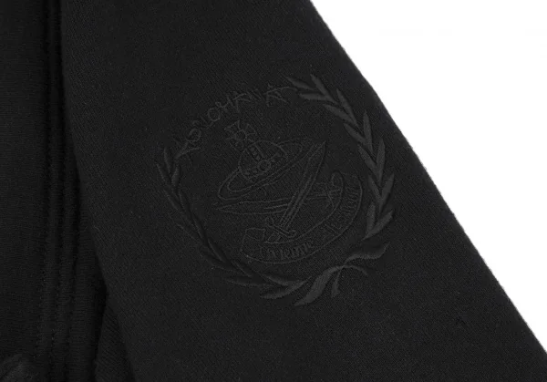 ヴィヴィアンウエストウッド アングロマニアVivienne Westwood ANGLOMANIA 袖刺繍スウェットジップジャケット 黒XS K-118840_007