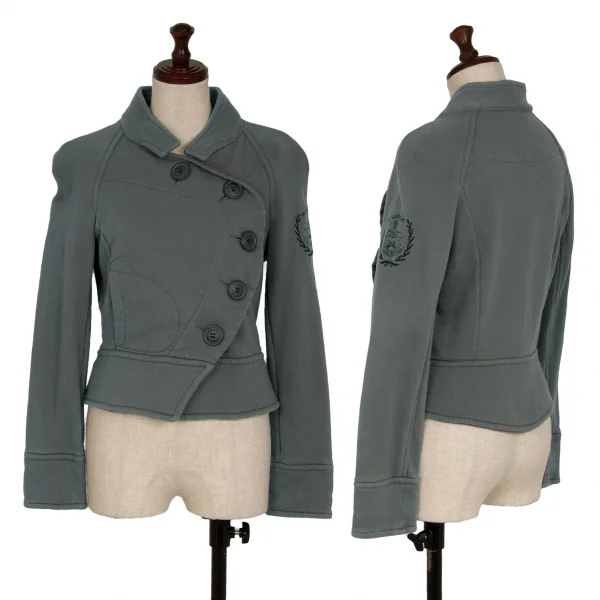ヴィヴィアンウエストウッド アングロマニアVivienne Westwood ANGLOMANIA 袖刺繍スウェットナポレオンジャケット ブルーグレーXS K-118841_001