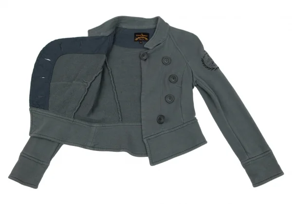 ヴィヴィアンウエストウッド アングロマニアVivienne Westwood ANGLOMANIA 袖刺繍スウェットナポレオンジャケット ブルーグレーXS K-118841_011