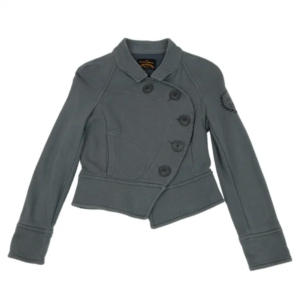 ヴィヴィアンウエストウッド アングロマニアVivienne Westwood ANGLOMANIA 袖刺繍スウェットナポレオンジャケット ブルーグレーXS K-118841_002