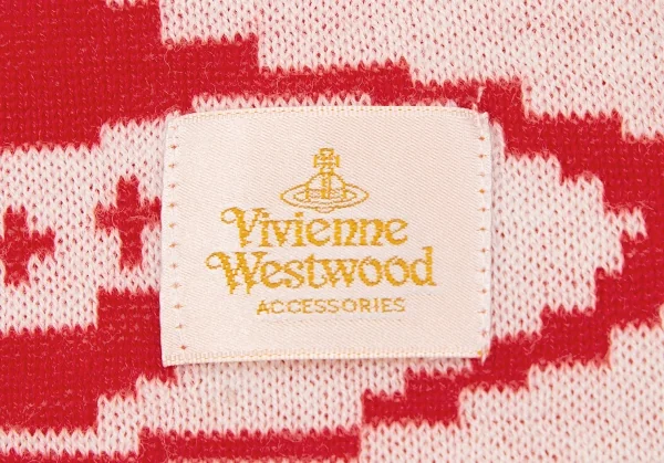 ヴィヴィアンウエストウッドVivienne Westwood オーブジャガードニットストール 赤白 K-118846_011