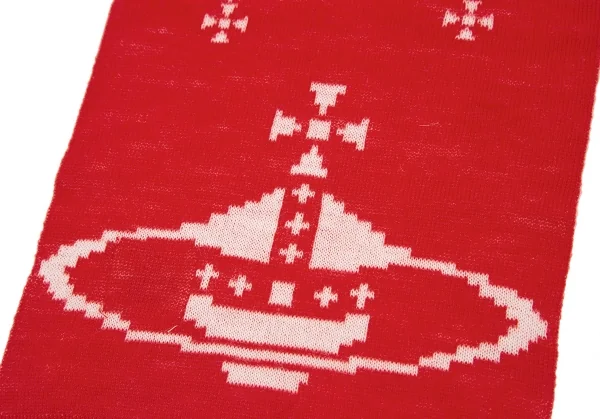 ヴィヴィアンウエストウッドVivienne Westwood オーブジャガードニットストール 赤白 K-118846_005