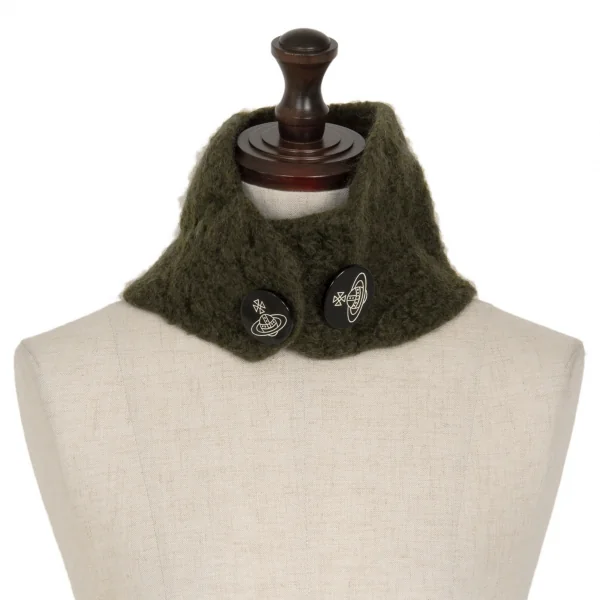 ヴィヴィアンウエストウッドVivienne Westwood オーブボタンミニネックウォーマー オリーブ K-118847_001