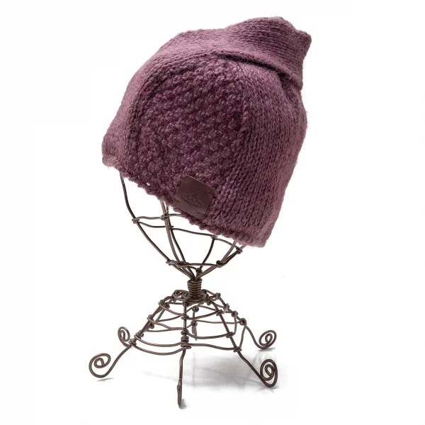ヴィヴィアンウエストウッドVivienne Westwood アルパカ混デザインニットキャップ 紫 K-118848_003
