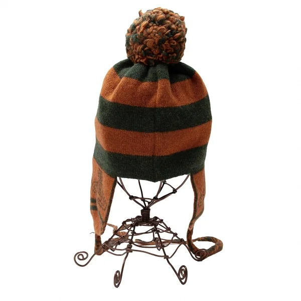 ヴィヴィアンウエストウッドVivienne Westwood オーブジャガードボーダーボンボンニットキャップ 緑オレンジフリー K-118849_005