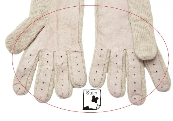 ヴィヴィアンウエストウッドVivienne Westwood レザー切替オーブパッチニットグローブ ベージュピンク青 K-118850_003