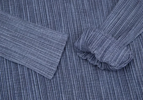 プリーツプリーズPLEATS PLEASE ファブリックプリントプリーツハイネックカットソー 青4 K-118853_007