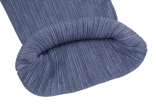 プリーツプリーズPLEATS PLEASE ファブリックプリントプリーツハイネックカットソー 青4 K-118853_009