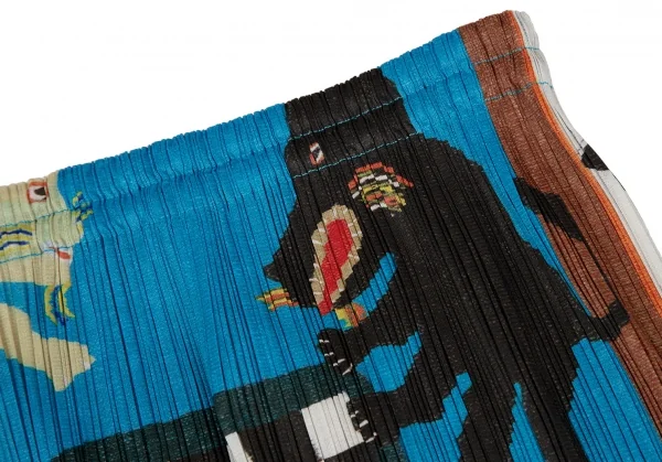 プリーツプリーズPLEATS PLEASE CREATURE ANIMAL 動物プリントプリーツスカート 黒マルチ3 K-118875_012