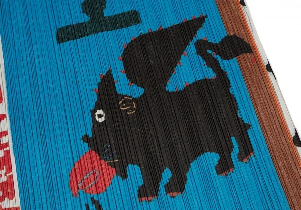 プリーツプリーズPLEATS PLEASE CREATURE ANIMAL 動物プリントプリーツスカート 黒マルチ3 K-118875_013