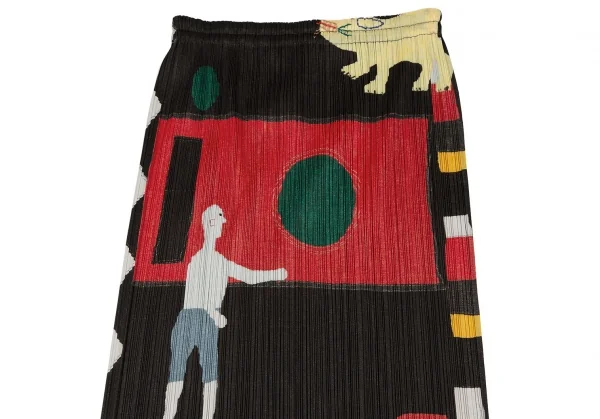 プリーツプリーズPLEATS PLEASE CREATURE ANIMAL 動物プリントプリーツスカート 黒マルチ3 K-118875_003