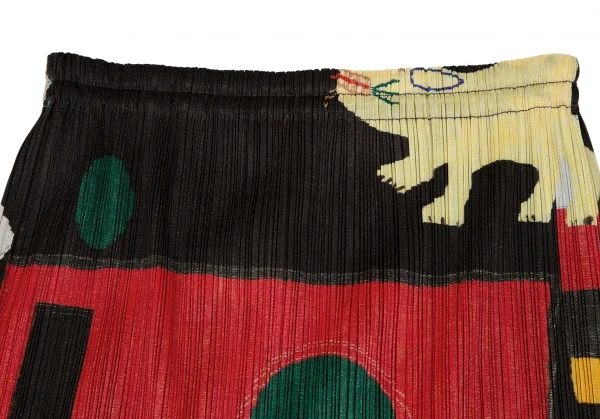 プリーツプリーズPLEATS PLEASE CREATURE ANIMAL 動物プリントプリーツスカート 黒マルチ3 K-118875_004