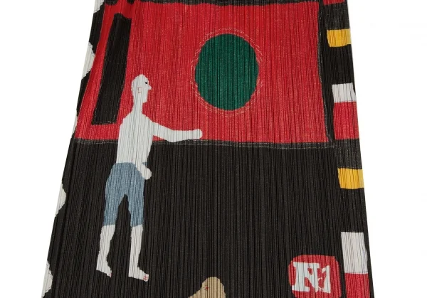 プリーツプリーズPLEATS PLEASE CREATURE ANIMAL 動物プリントプリーツスカート 黒マルチ3 K-118875_007