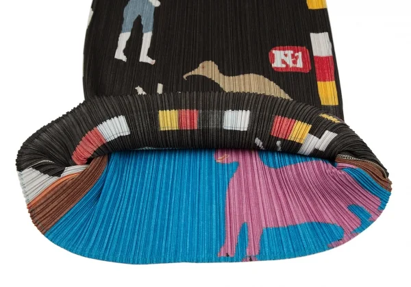 プリーツプリーズPLEATS PLEASE CREATURE ANIMAL 動物プリントプリーツスカート 黒マルチ3 K-118875_009