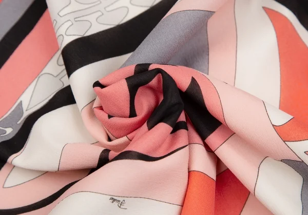 エミリオプッチEMILIO PUCCI グラフィックプリントシルクスカート ピンク白黒6 K-118888_016