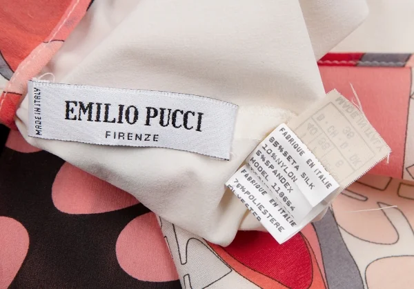 エミリオプッチEMILIO PUCCI グラフィックプリントシルクスカート ピンク白黒6 K-118888_019