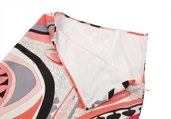 エミリオプッチEMILIO PUCCI グラフィックプリントシルクスカート ピンク白黒6 K-118888_004