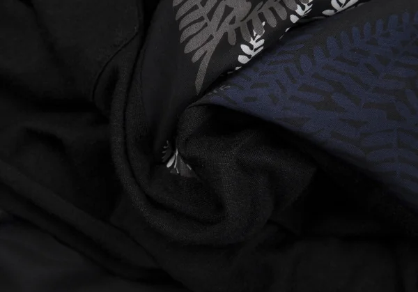 サカイsacai リーフプリント切替フレアTシャツ 黒白紺1 K-118893_011