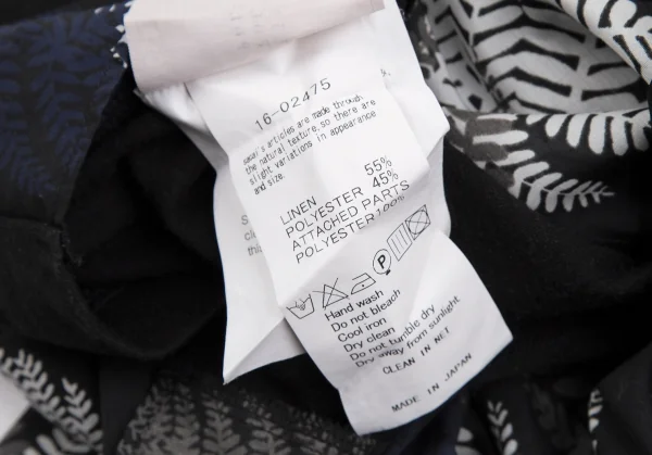 サカイsacai リーフプリント切替フレアTシャツ 黒白紺1 K-118893_012