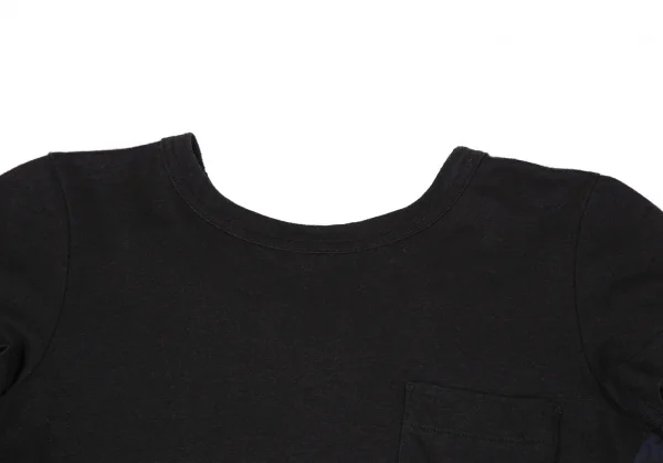 サカイsacai リーフプリント切替フレアTシャツ 黒白紺1 K-118893_003