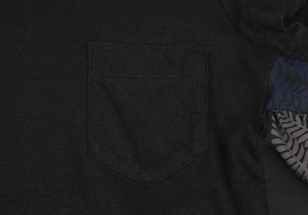 サカイsacai リーフプリント切替フレアTシャツ 黒白紺1 K-118893_004