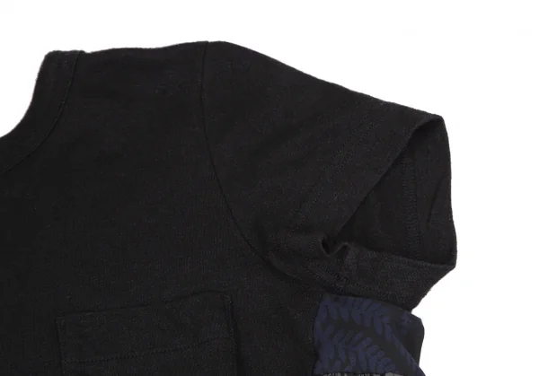 サカイsacai リーフプリント切替フレアTシャツ 黒白紺1 K-118893_005