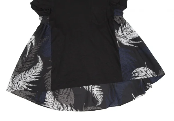 サカイsacai リーフプリント切替フレアTシャツ 黒白紺1 K-118893_006