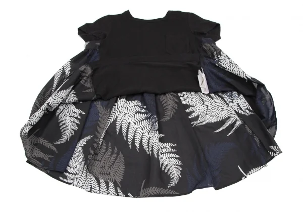 サカイsacai リーフプリント切替フレアTシャツ 黒白紺1 K-118893_007