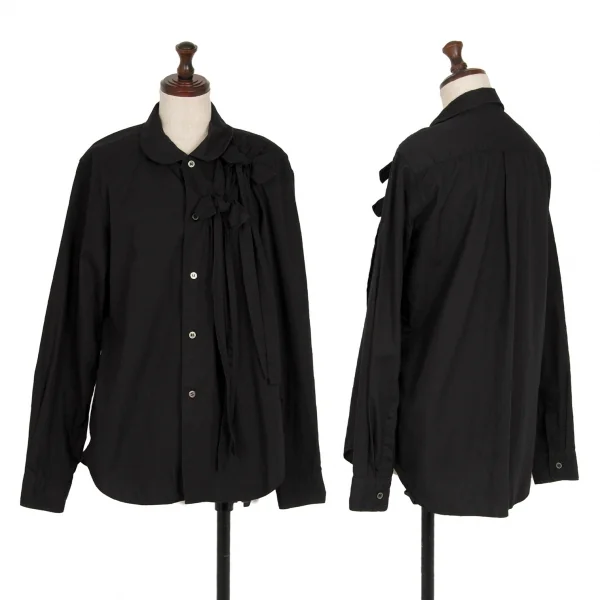ブラックコムデギャルソンBLACK COMME des GARCONSコットンリボンデザインラウンドカラーシャツ 黒M K-118907_001