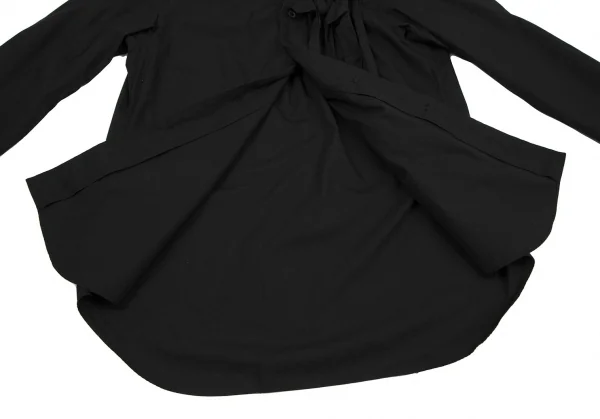 ブラックコムデギャルソンBLACK COMME des GARCONSコットンリボンデザインラウンドカラーシャツ 黒M K-118907_011