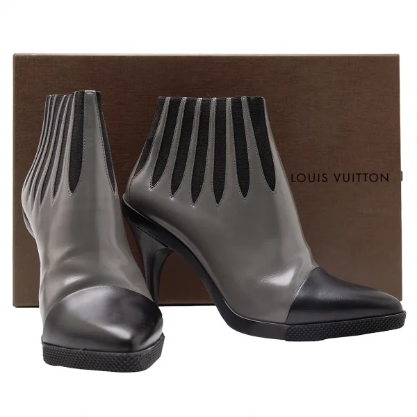 ルイヴィトンLouis Vuitton デザインゴアショートブーツ (24位) グレー黒38 K-118914_001