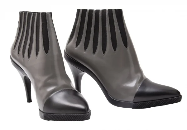 ルイヴィトンLouis Vuitton デザインゴアショートブーツ (24位) グレー黒38 K-118914_002