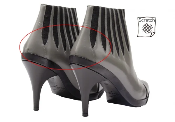 ルイヴィトンLouis Vuitton デザインゴアショートブーツ (24位) グレー黒38 K-118914_008