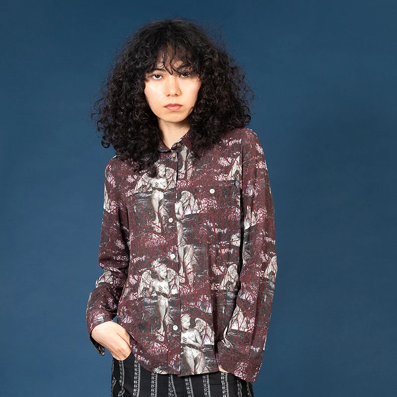 Jean-Paul GAULTIER CLASSIQUE Angel Print Chiffon Long Sleeve