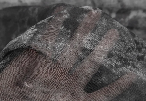 ジャンポールゴルチエ ファムJean Paul GAULTIER FEMME 汚しプリントメッシュフロントギャザーシャツ 黒白40 K-118921_012