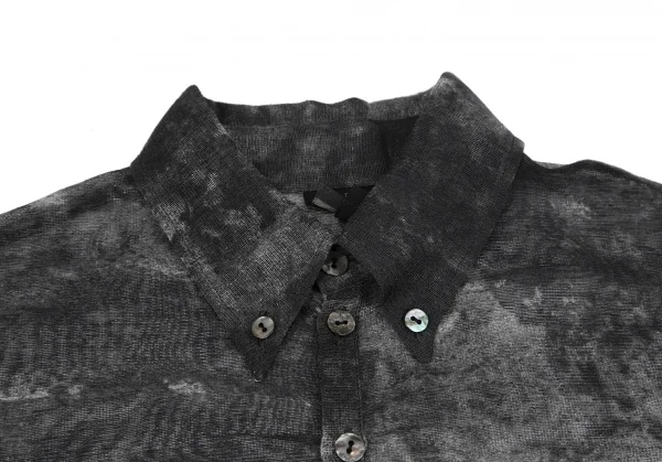 ジャンポールゴルチエ ファムJean Paul GAULTIER FEMME 汚しプリントメッシュフロントギャザーシャツ 黒白40 K-118921_004