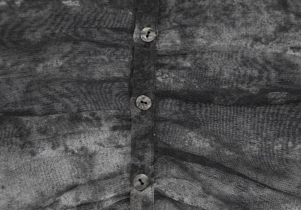 ジャンポールゴルチエ ファムJean Paul GAULTIER FEMME 汚しプリントメッシュフロントギャザーシャツ 黒白40 K-118921_005