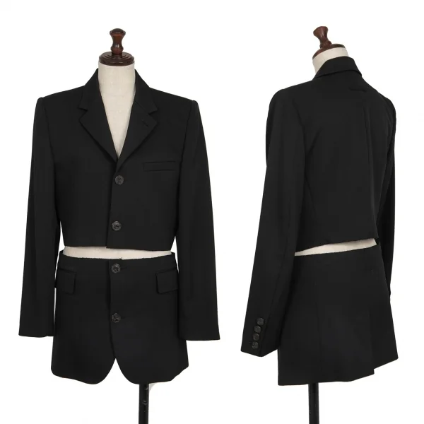ジャンポールゴルチエ ファムJean Paul GAULTIER FEMME ウールカットオフセパレートデザインジャケット 黒赤40 K-118929_001