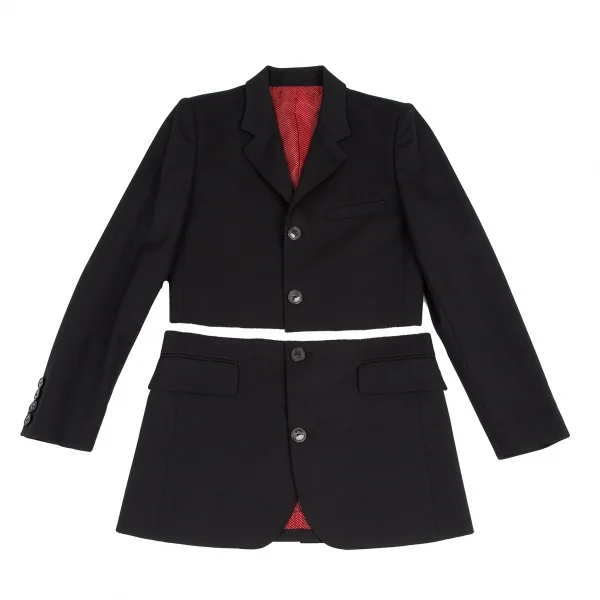 ジャンポールゴルチエ ファムJean Paul GAULTIER FEMME ウールカットオフセパレートデザインジャケット 黒赤40 K-118929_002
