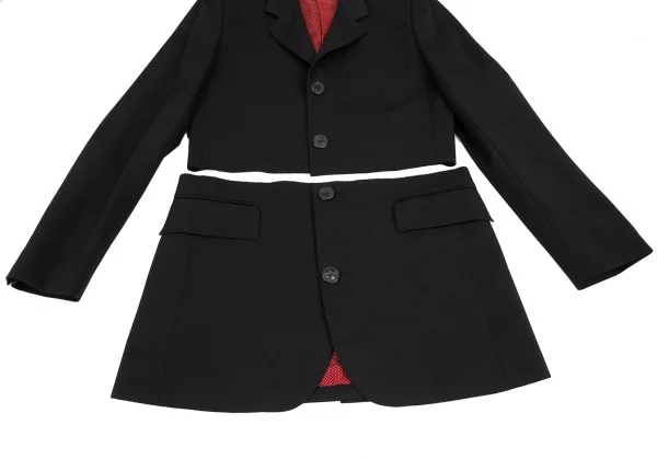 ジャンポールゴルチエ ファムJean Paul GAULTIER FEMME ウールカットオフセパレートデザインジャケット 黒赤40 K-118929_008