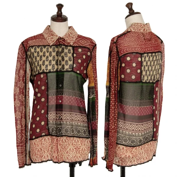 ジャンポールゴルチエ マイユJean Paul GAULTIER MAILLE グラフィックプリントパワーネット切替シャツ マルチL K-118941_001