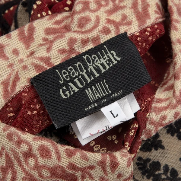 ジャンポールゴルチエ マイユJean Paul GAULTIER MAILLE グラフィックプリントパワーネット切替シャツ マルチL K-118941_017